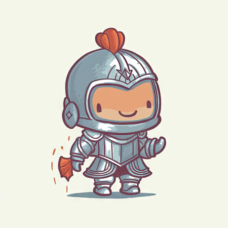 Minimalist Baby Character in Full Body Armor with a Cute and Happy Face. Perfect for Invitations and Posters. Generative AIの素材