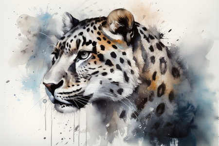 Snow Leopard Ink Painting for Wildlife Enthusiasts. Generative AIの素材
