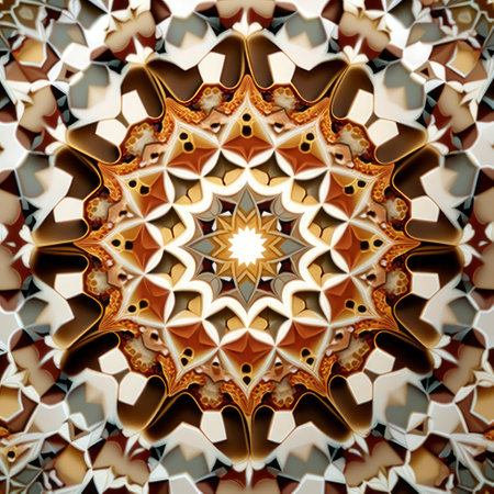 Geometric Kaleidoscope Pattern for Seamless Tiles. Perfect for Web Design. Generative AIの素材