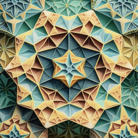 Pastel Geometric Kaleidoscope Pattern for Invitations and Scrapbooking. Generative AIの素材
