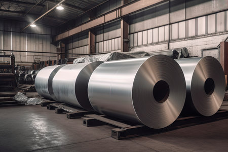 Aluminium Steel Roll in Factory for Manufacturing. Generative AIの素材
