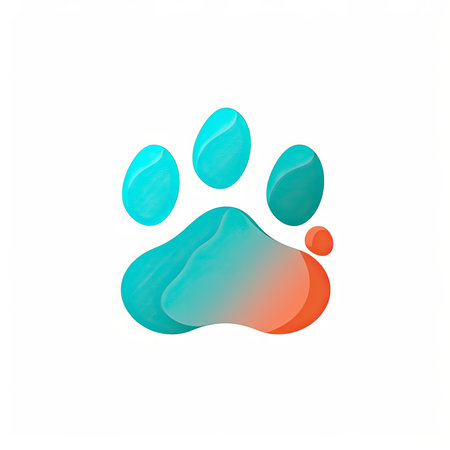 Cute Cartoon Paw for Veterinary Services on White Background. Generative AIの素材