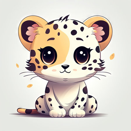 Sleek Leopard Clipart on White Background for Your Design Needs. Generative AIの素材
