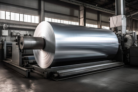 Aluminium Steel Roll in Factory for Manufacturing. Generative AIの素材