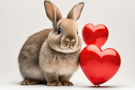 Happy Rabbit in Love on Valentine's Day. Perfect for Greeting Cards and Invitations. Generative AIの素材