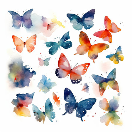 Lovely Miniature Butterflies in Abstract Minimalist Style. Perfect for Scrapbooking and Invitations. Generative AIの素材