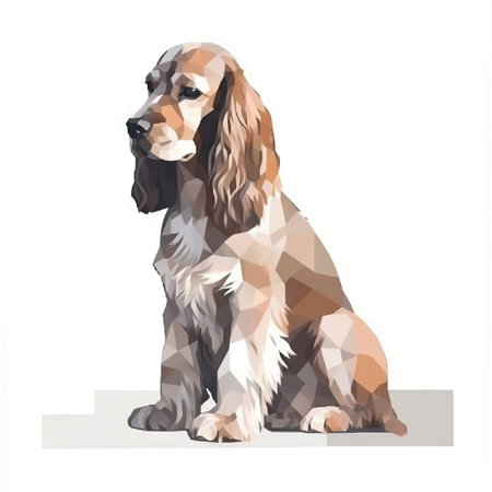 Minimalist Cocker Spaniel Watercolor Painting in Soft Pastel Colors on White Background. Perfect for Invitations and Posters. Generative AIの素材