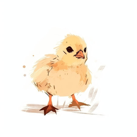 Minimalist Cute Chicken Drawing on White Background for Invitations and Posters. Generative AIの素材