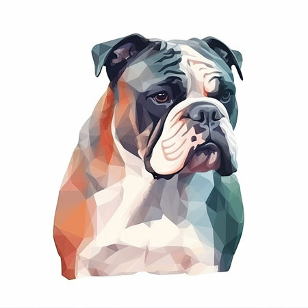 Minimalist Bulldog Watercolor Painting in Soft Pastel Colors on White Background for Invitations and Posters. Generative AIの素材