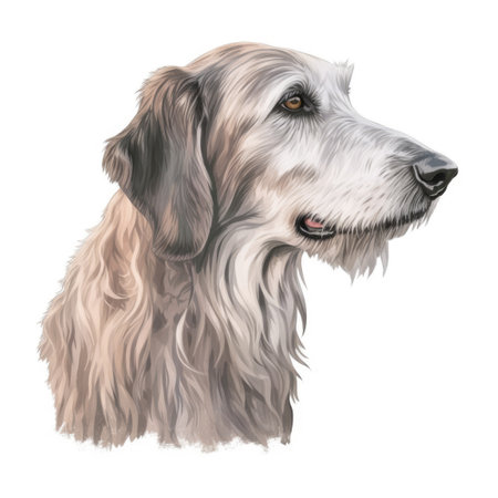 Minimalist Irish Wolfhound Watercolor Painting on Soft Pastel Background. Perfect for invitations and posters. Generative AIの素材