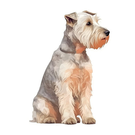 Minimalist Watercolor Painting of Glen of Imaal Terrier in Soft Pastel Colors for Invitations and Posters. Generative AIの素材