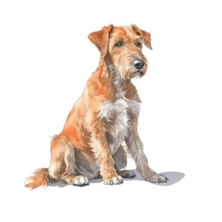 Minimalist Irish Terrier Watercolor Painting on Soft Pastel Background. Perfect for greeting cards and invitations. Generative AIの素材