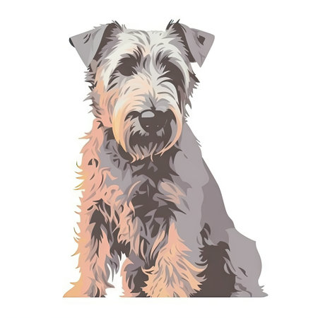 Minimalist Glen of Imaal Terrier Watercolor Painting in Soft Pastel Colors for Invitations and Posters. Generative AIの素材