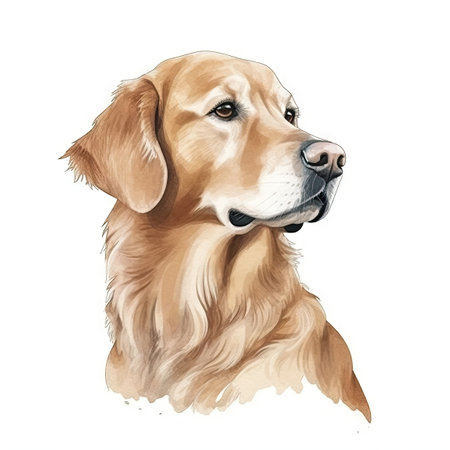 Minimalist Golden Retriever Watercolor Painting for Invitations and Posters. Generative AIの素材