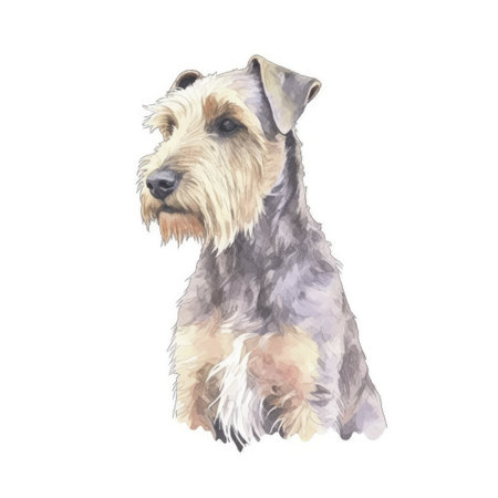 Minimalist Glen of Imaal Terrier Watercolor Painting in Soft Pastel Colors for Invitations and Posters. Generative AIの素材