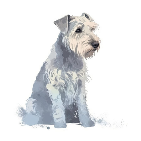 Minimalist Glen of Imaal Terrier Watercolor Painting in Soft Pastel Colors for Invitations and Posters. Generative AIの素材