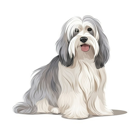 Minimalist Havanese Dog Watercolor Painting on Soft Pastel Background. Perfect for greeting cards and invitations. Generative AIの素材