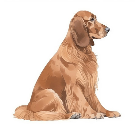 Minimalist Irish Setter Watercolor Painting on Soft Pastel Background. Perfect for invitations and posters. Generative AIの素材