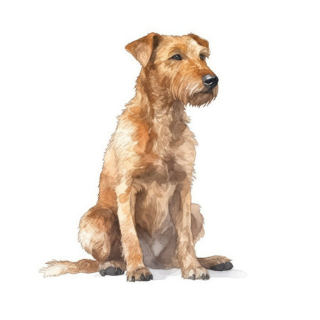 Minimalist Irish Terrier Watercolor Painting on Soft Pastel Background. Perfect for greeting cards and invitations. Generative AIの素材
