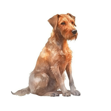 Minimalist Irish Terrier Watercolor Painting on Soft Pastel Background. Perfect for greeting cards and invitations. Generative AIの素材