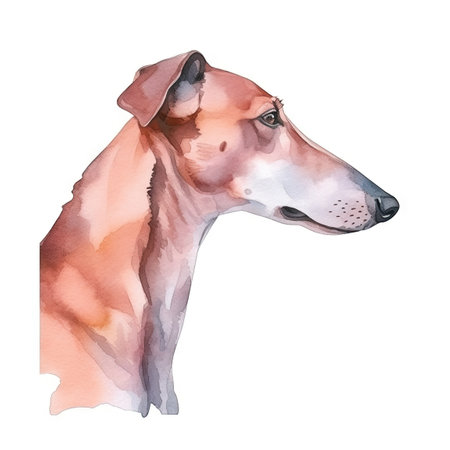 Minimalist Greyhound Watercolor Painting on Soft Pastel Background for Invitations and Posters. Generative AIの素材