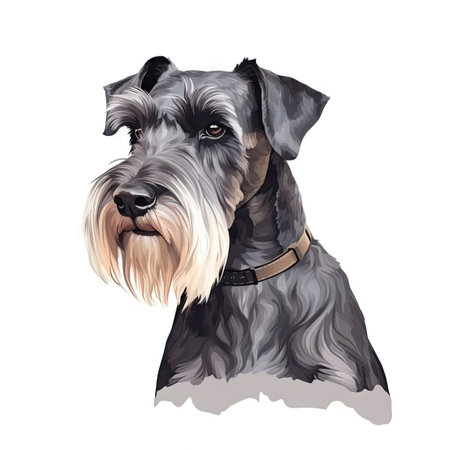 Soft Pastel Watercolor Painting of a Standard Schnauzer. Perfect for pet lovers. Generative AIの素材