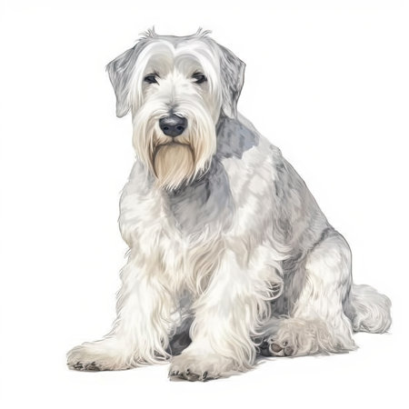 Soft Pastel Sealyham Terrier Watercolor Painting for Invitations and Posters. Generative AIの素材