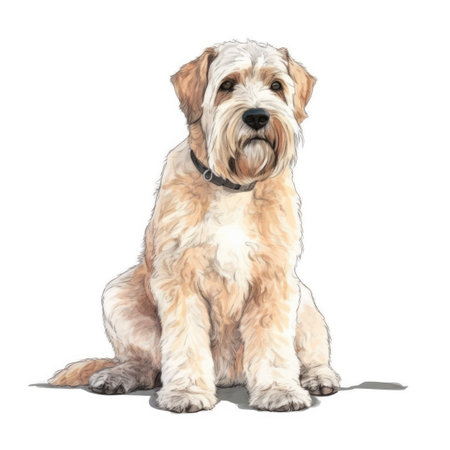 Soft Coated Wheaten Terrier Watercolor Painting in Minimalist Style. Perfect for pet lovers. Generative AIの素材