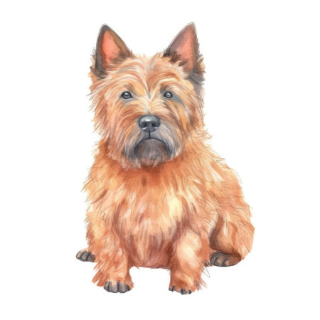 Soft Pastel Norwich Terrier Watercolor Painting for Minimalist Designs. Generative AIの素材