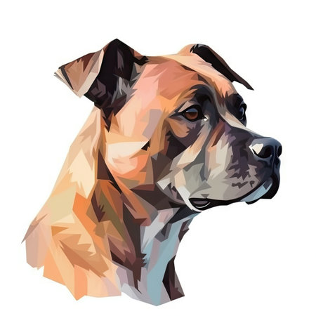 Minimalist Staffordshire Bull Terrier Watercolor Painting in Soft Pastel Colors for Invitations and Posters. Generative AIの素材