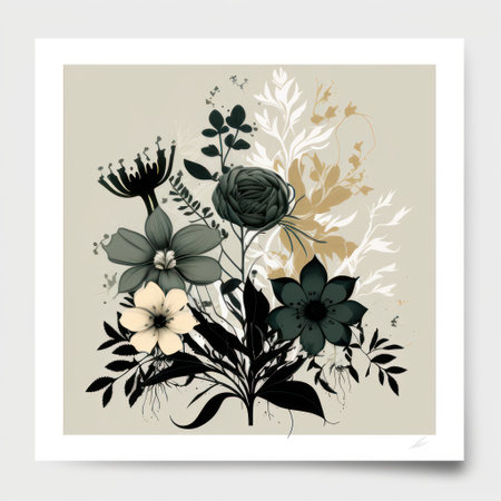 Elegant Minimalistic Floral Design for Invitations and Posters. Generative AIの素材