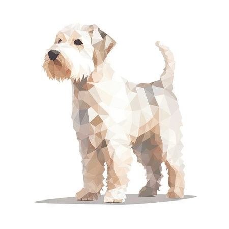 Soft Pastel Sealyham Terrier Watercolor Painting for Invitations and Posters. Generative AIの素材