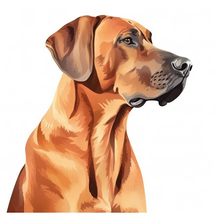Minimalist Rhodesian Ridgeback Watercolor Painting in Soft Pastel Colors for Pet Lovers. Generative AIの素材