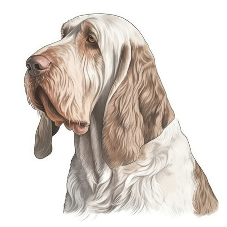 Minimalist Watercolor Painting of a Single Spinone Italiano in Soft Pastel Colors for Invitations and Posters. Generative AIの素材