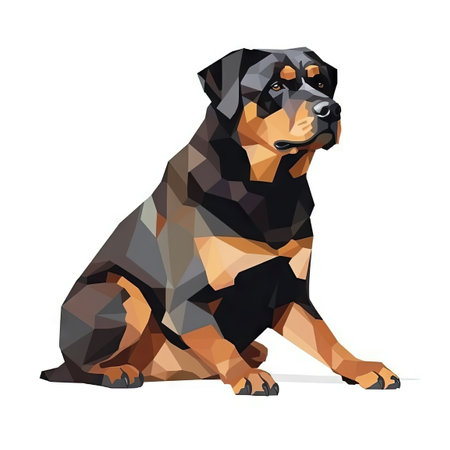 Minimalist Rottweiler Watercolor Painting on Soft Pastel Background. Perfect for invitations and posters. Generative AIの素材