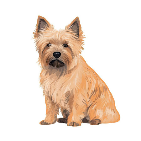 Soft Pastel Norwich Terrier Watercolor Painting for Minimalist Designs. Generative AIの素材