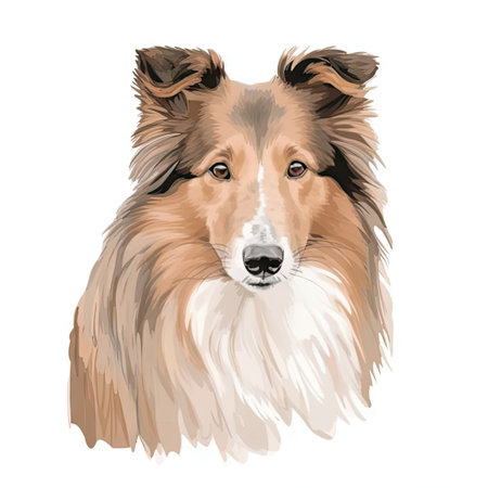 Minimalist Shetland Sheepdog Watercolor Painting in Soft Pastel Colors for Icon Design. Generative AIの素材
