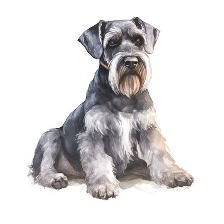 Soft Pastel Watercolor Painting of a Standard Schnauzer. Perfect for pet lovers. Generative AIの素材
