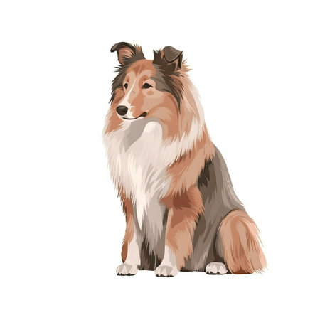 Soft Pastel Shetland Sheepdog Watercolor Painting for Minimalist Designs. Generative AIの素材