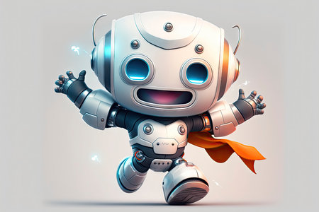Happy Robot Delivering Email for Modern Website. Generative AIの素材