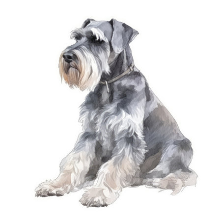 Soft Pastel Watercolor Painting of a Standard Schnauzer. Perfect for pet lovers. Generative AIの素材