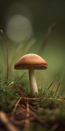 Minimalistic Mushroom Macro Photography for Invitations and Posters. Generative AIの素材
