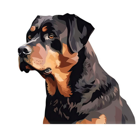 Minimalist Rottweiler Watercolor Painting on Soft Pastel Background. Perfect for invitations and posters. Generative AIの素材