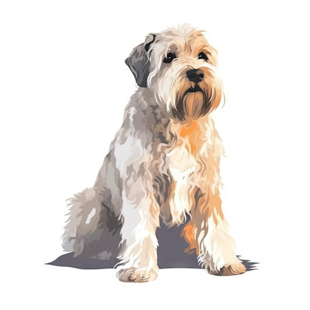 Soft Coated Wheaten Terrier Watercolor Painting in Minimalist Style. Perfect for pet lovers. Generative AIの素材