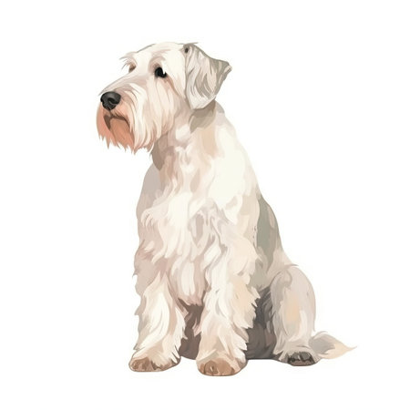 Soft Pastel Sealyham Terrier Watercolor Painting for Invitations and Posters. Generative AIの素材