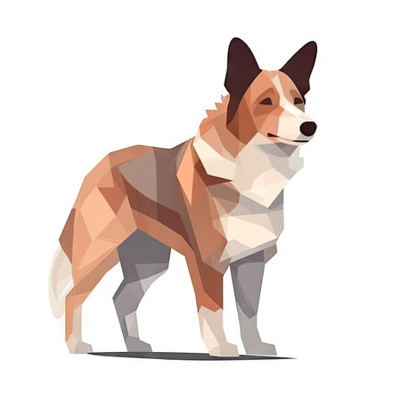 Minimalist Pembroke Welsh Corgi Watercolor Painting in Soft Pastel Colors for Invitations and Posters. Generative AIの素材