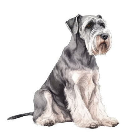 Soft Pastel Watercolor Painting of a Standard Schnauzer. Perfect for pet lovers. Generative AIの素材