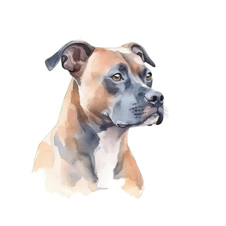 Soft Pastel Watercolor Painting of a Staffordshire Bull Terrier. Perfect for invitations and posters. Generative AIの素材