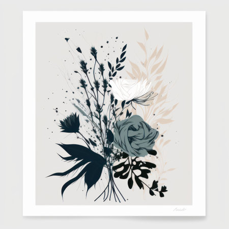 Elegant Minimalistic Floral Design for Invitations and Posters. Generative AIの素材
