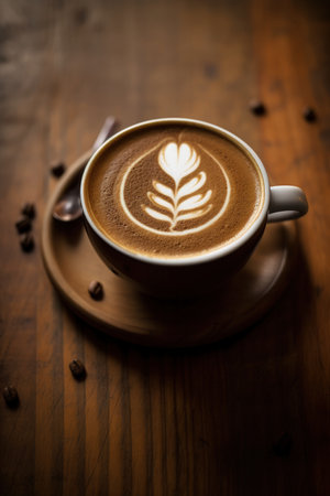 Peaceful Minimalistic Latte Art for Invitations and Posters. Generative AIの素材